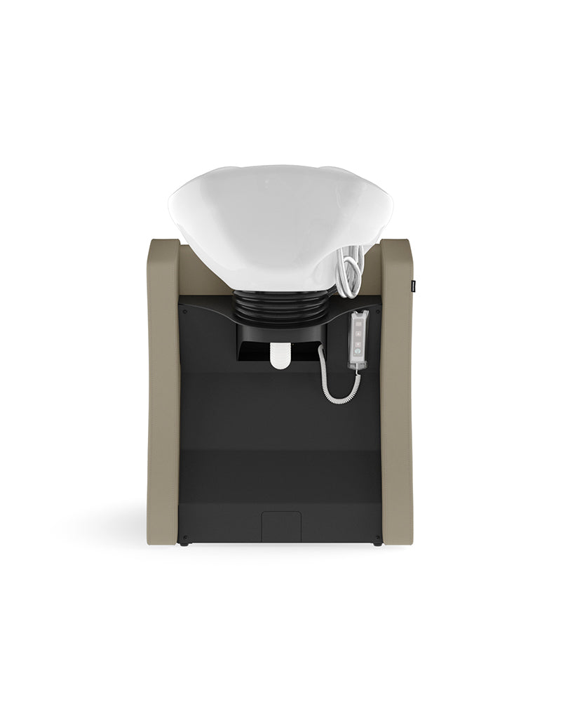 Fredda II beige massagevask med hvid kumme fra Solida Furniture, frisørudstyr til indbygget massage